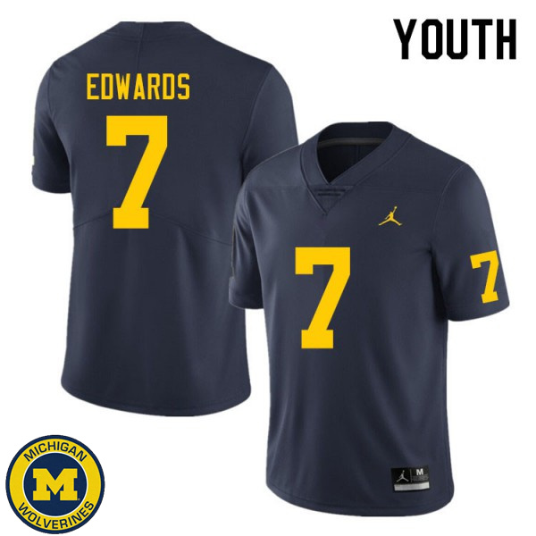 Youth Michigan Wolverines #7 Donovan Edwards Navy Stitched Football Jersey